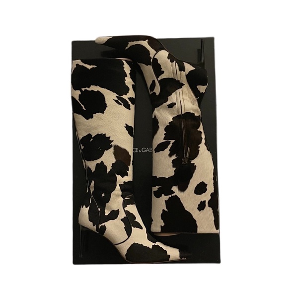 Dolce & Gabbana Cow Print Calf Hair Boots Rare Vintage Collector Size 38 (US 8) - Picture 6 of 10